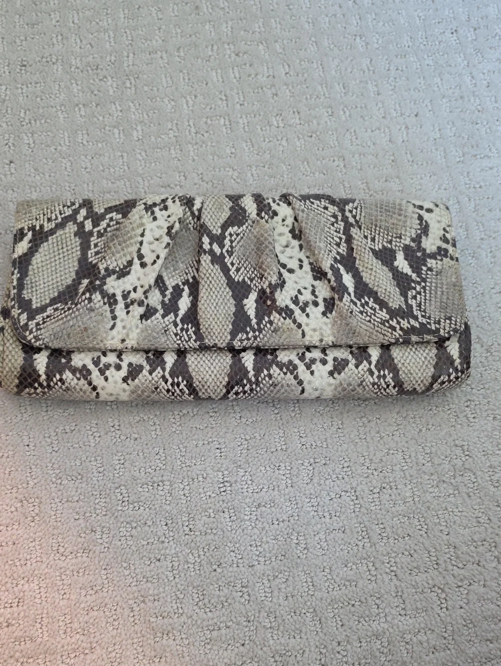Lauren Merkin Snake-Print Foldover Clutch